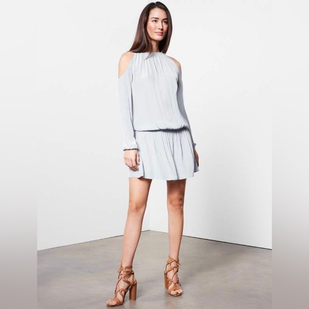 Ramy Brook Lauren Cold Shoulder Dress in Gray Silver Size Medium